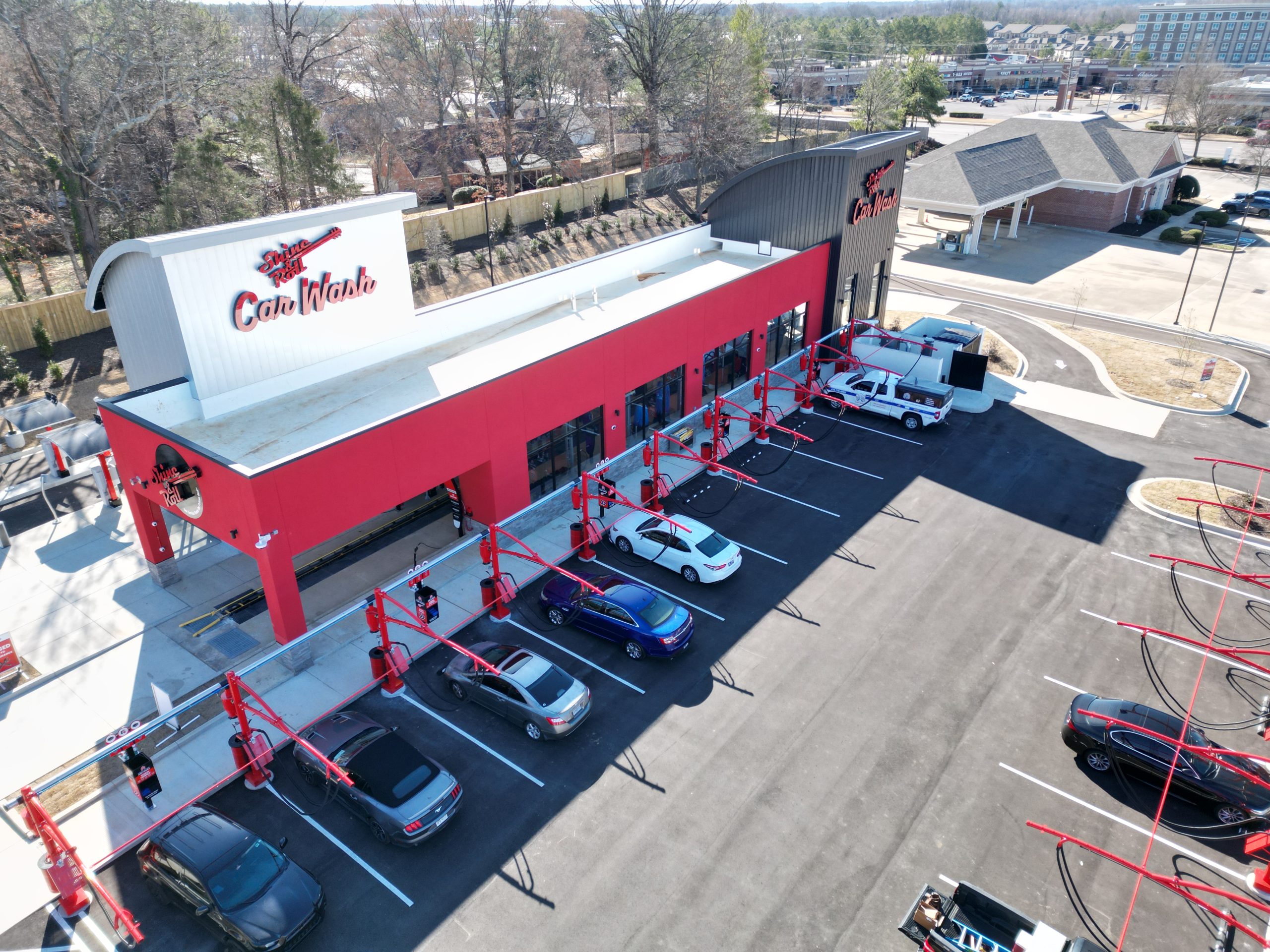 Collection of car wash cleaning products.